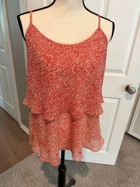 CAbi Flowy Tiered Spaghetti-Strap Tank